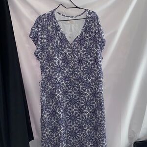 NWT LOFT  WO SIZE XXL Purple Floral Midi Dress. SIDE DRAWSTRINGS LINED FLOWY